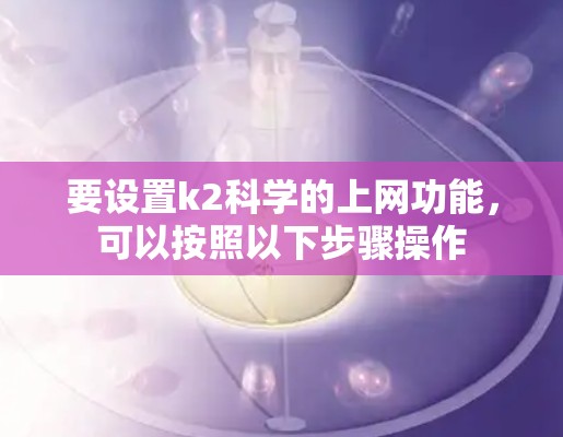 要设置k2科学的上网功能,可以按照以下步骤操作