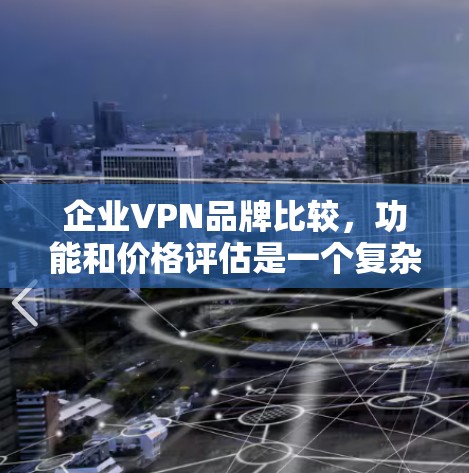 企业VPN品牌比较，功能和价格评估是一个复杂的决策过程，需要综合考虑企业的具体需求、预算和行业特点。以下是对一些主要企业VPN品牌进行的比较，重点分析其功能和价格区间
