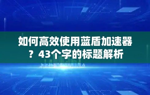 如何高效使用蓝盾加速器?43个字的标题解析 如何高效使用蓝盾加速器?43个字的标题解析